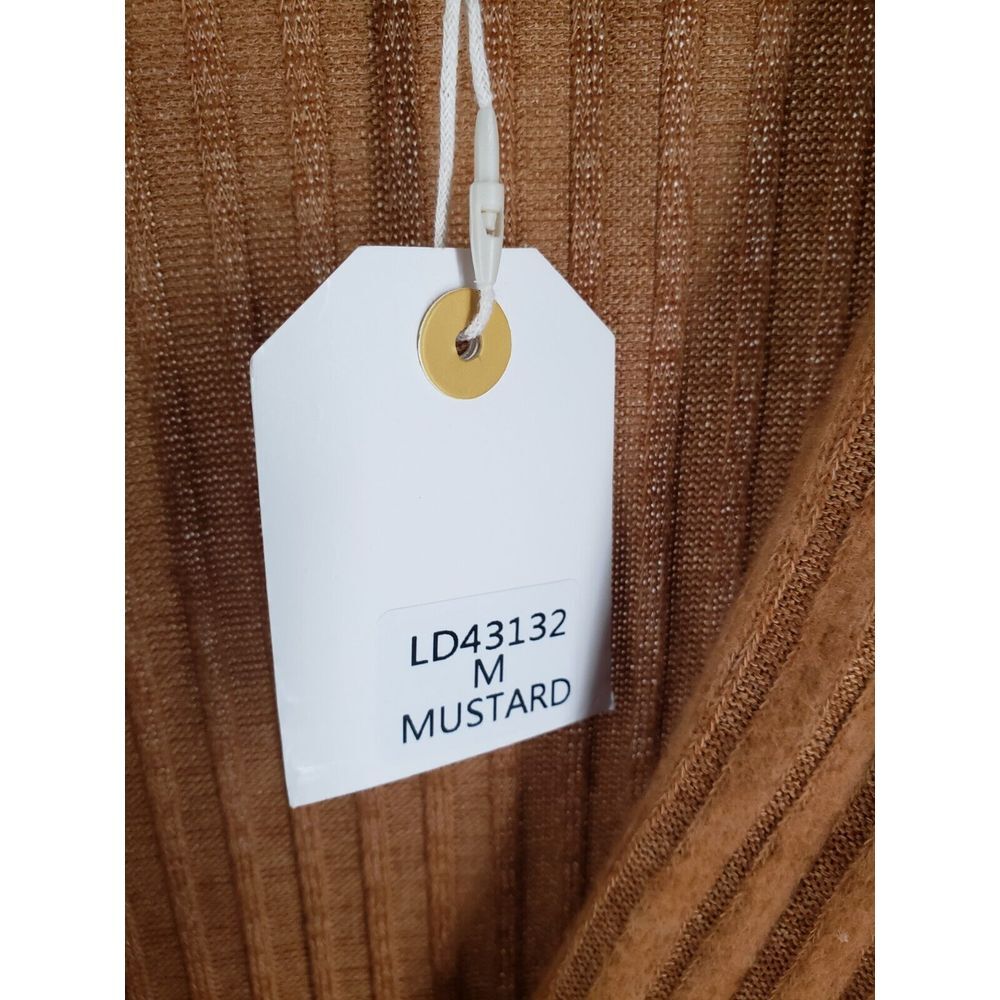 Loveriche Dress Size Medium Mustard Yellow Bell Sleeve V-Neck Wrap Tie Waist - Picture 6 of 9